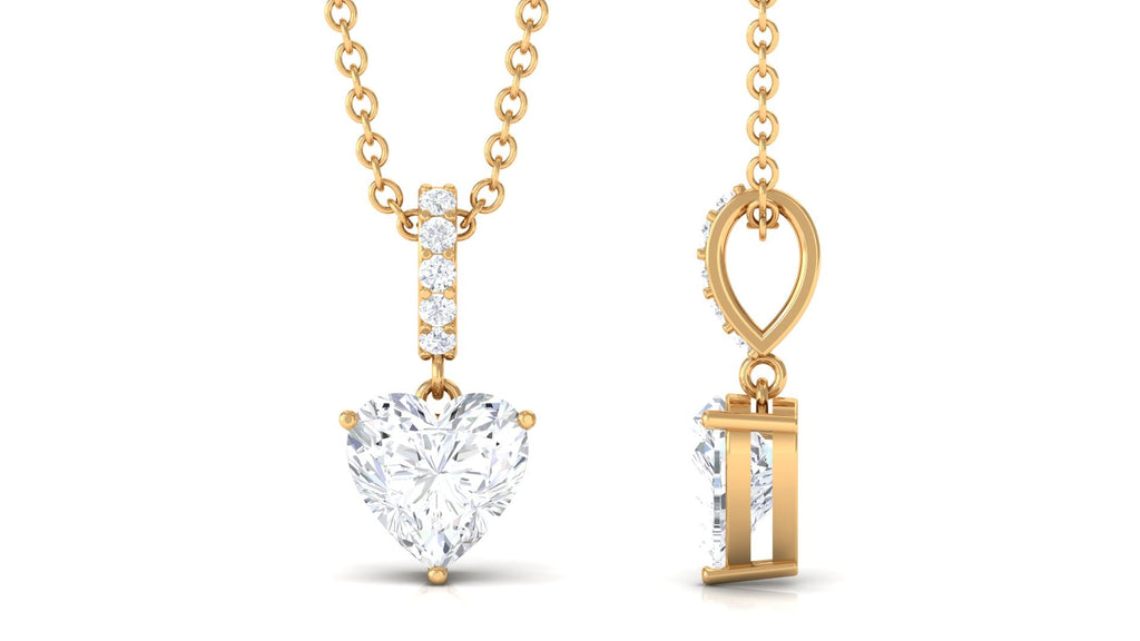 Certified 7 MM Heart Shaped Moissanite Solitaire Necklace