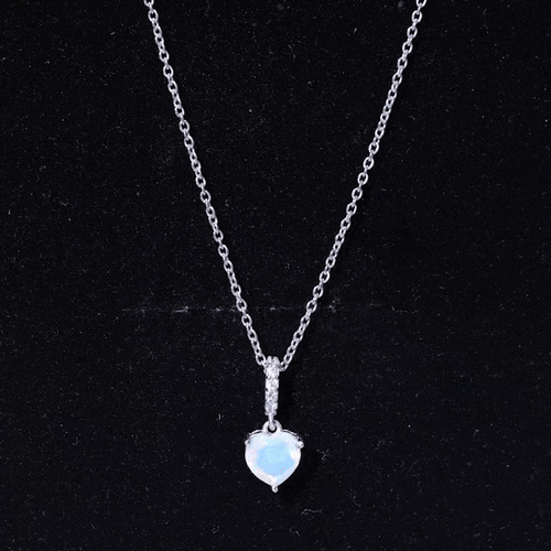 0.75 Carat Solitaire Ethiopian Opal Heart Locket Necklace