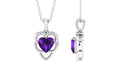 Natural 1 Carat Amethyst Diamond Heart Promise Necklace