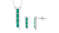 1.75 CT Baguette Cut Emerald Designer Bar Jewelry Set with Diamond