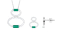 Baguette Cut Emerald Classic Jewelry Set with Moissanite