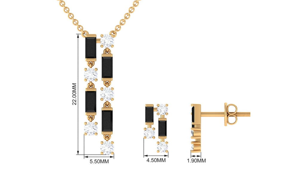 Created Black Diamond and Diamond Dangle Jewelry Set