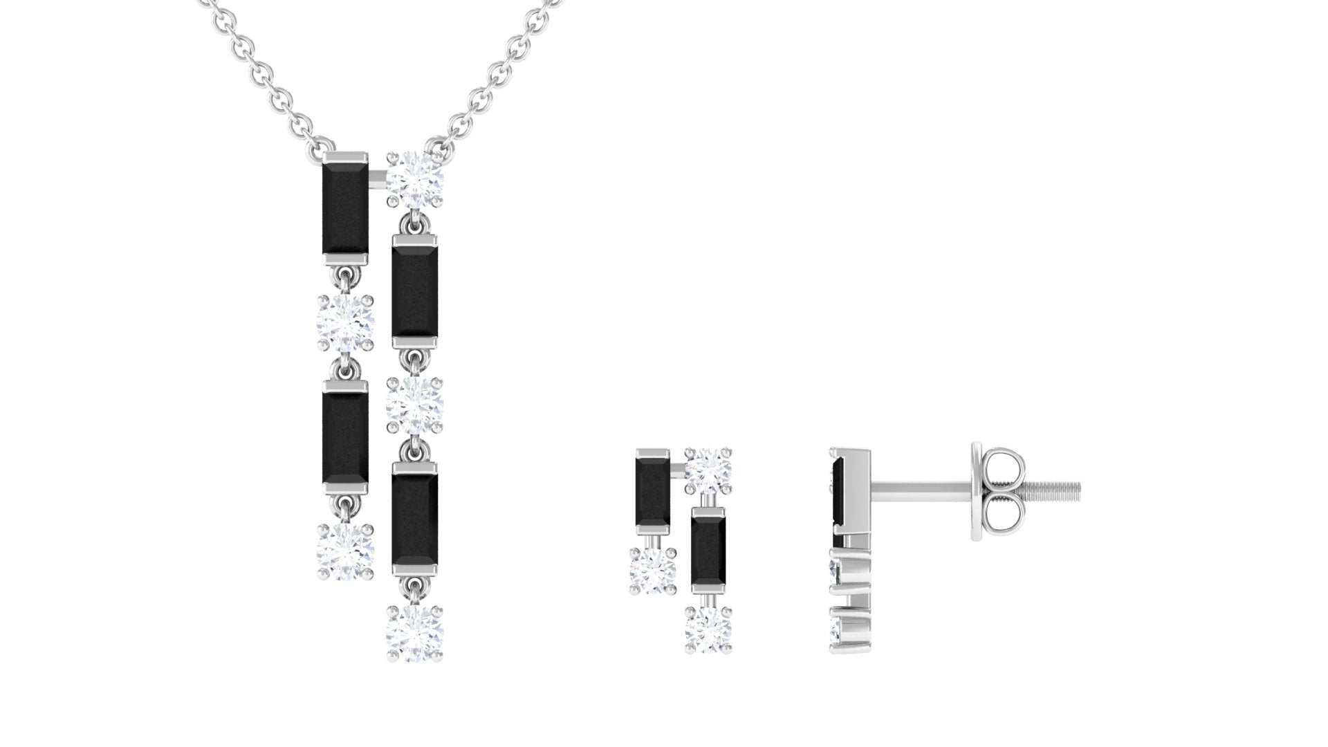 Real Black Onyx Diamond Designer Jewelry Set for Women