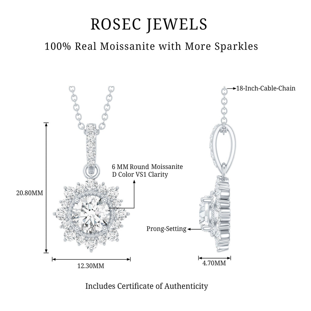 1 Carat Moissanite Vintage Inspired Necklace for Wedding