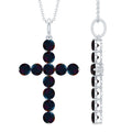 Natural Black Opal Cross Pendant Necklace in Silver