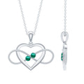 Lab Created Emerald Heart and Infinity Pendant Necklace