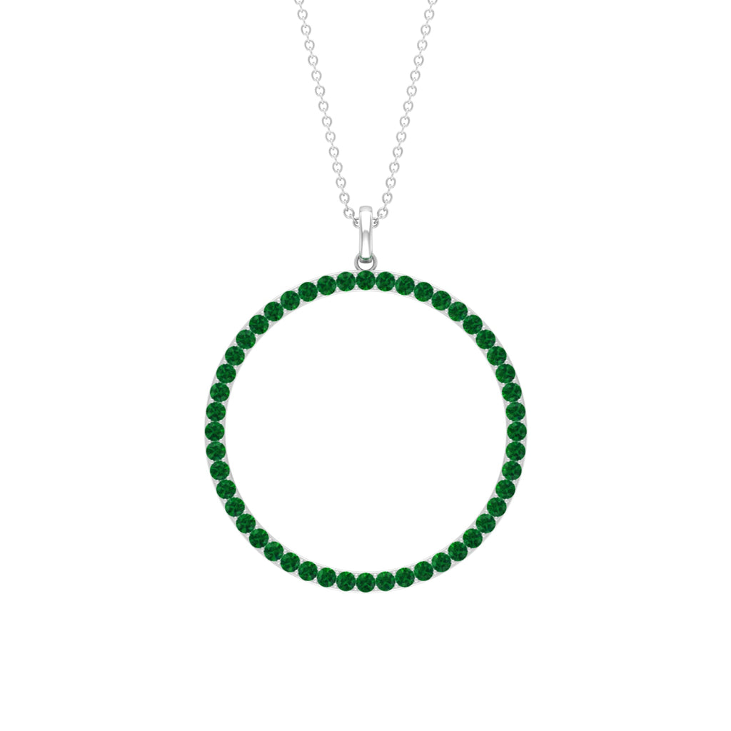 Emerald Eternity Pendant in Pave Setting