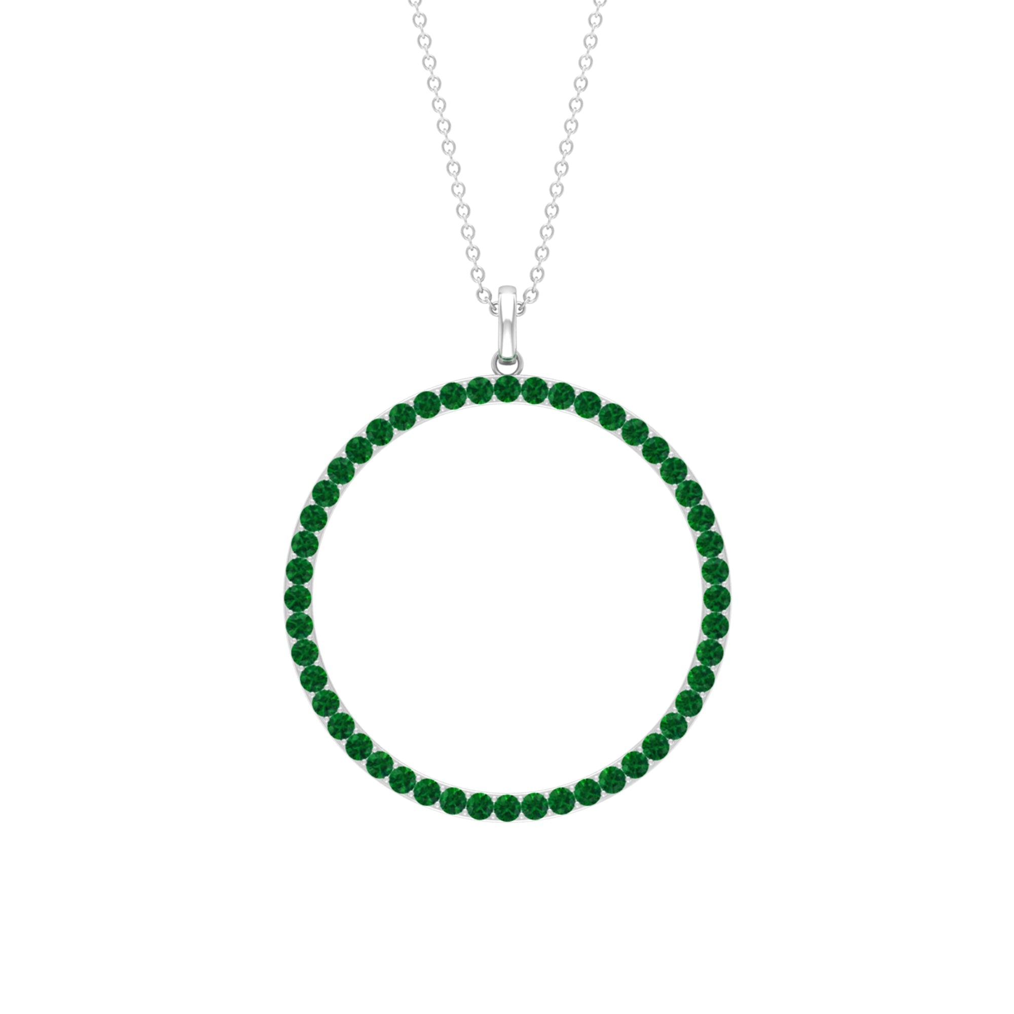 Emerald Eternity Pendant in Pave Setting