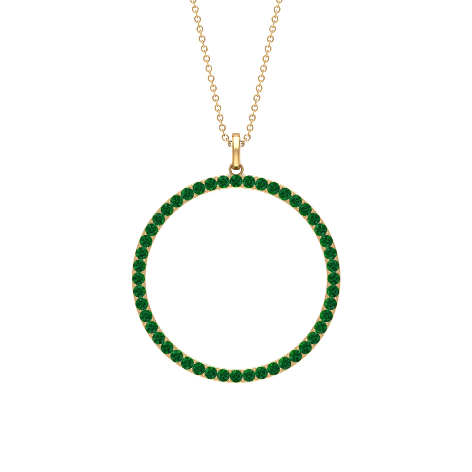 Emerald Eternity Pendant in Pave Setting