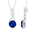 2.7 Carat Cushion Cut Lab Created Blue Sapphire Diamond Infinity Necklace