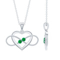 Heart Infinity Necklace with Real Emerald
