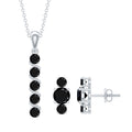 Lab Grown Black Diamond Bar Necklace and Earrings Set