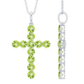 Natural 2.4 Carat Peridot Cross Pendant Necklace with Silver Chain