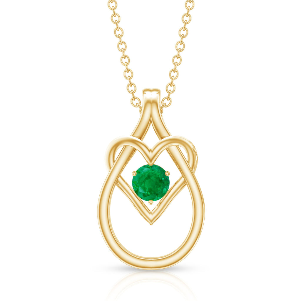 Round Shape 0.4 Carat Emerald Teardrop Heart Necklace