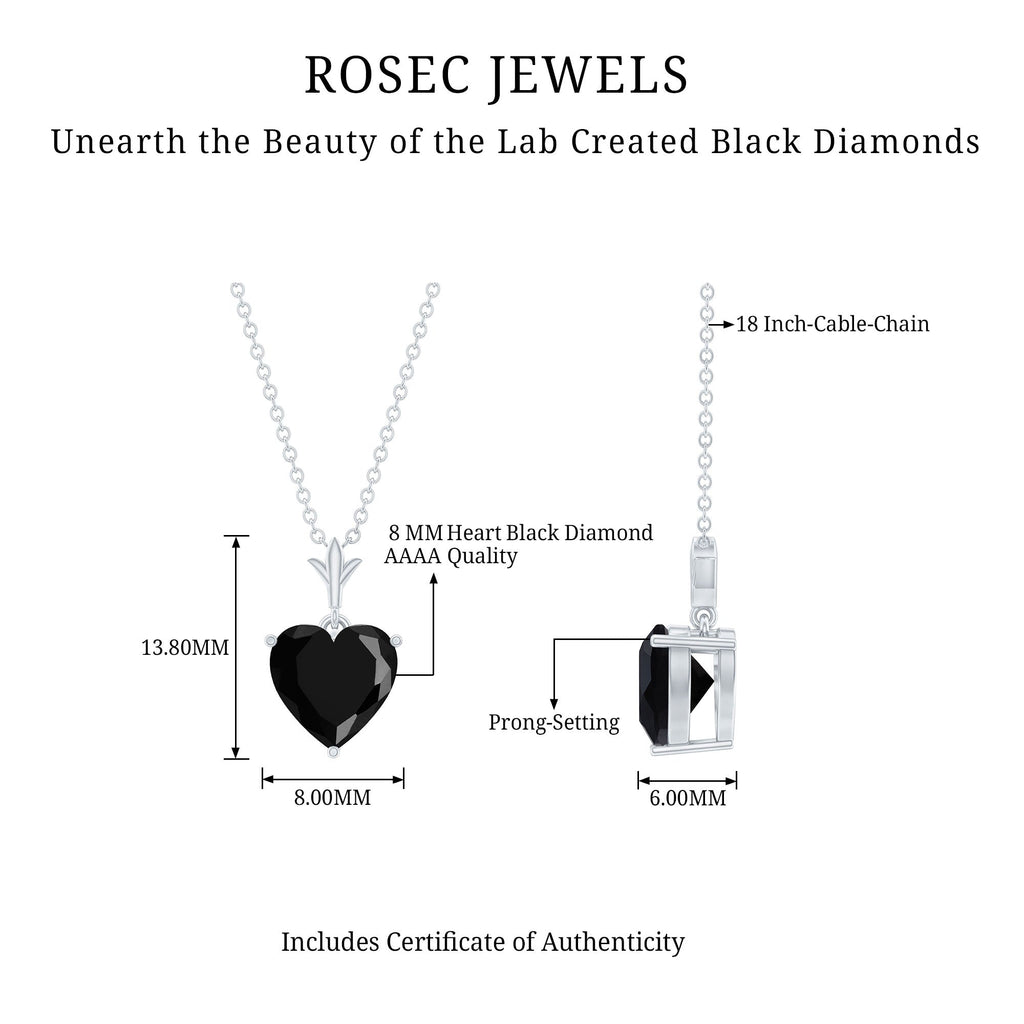 Lab Created Black Diamond Heart Shape Necklace With Chain