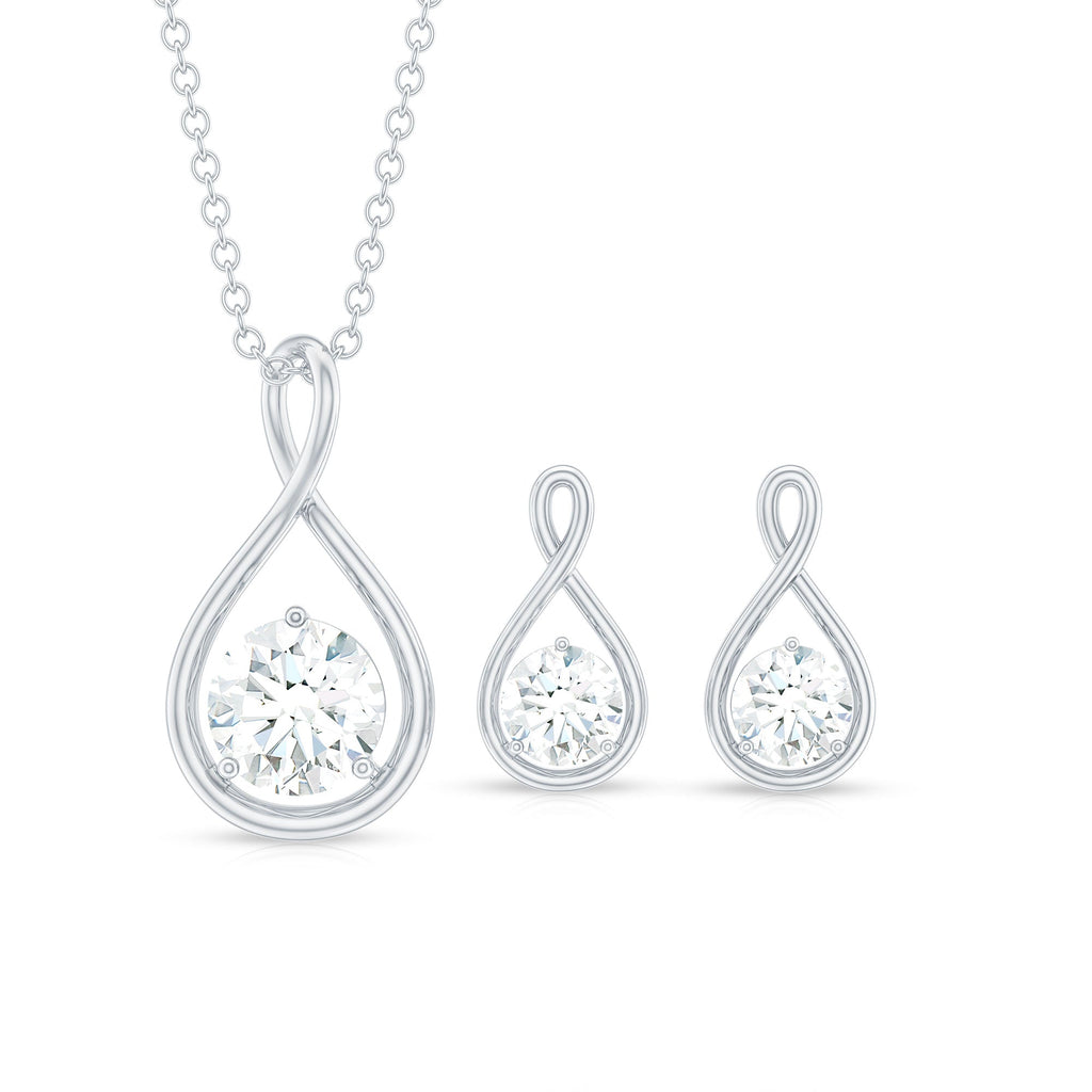1.6 Carat Certified Moissanite Solitaire Infinity Jewelry Set