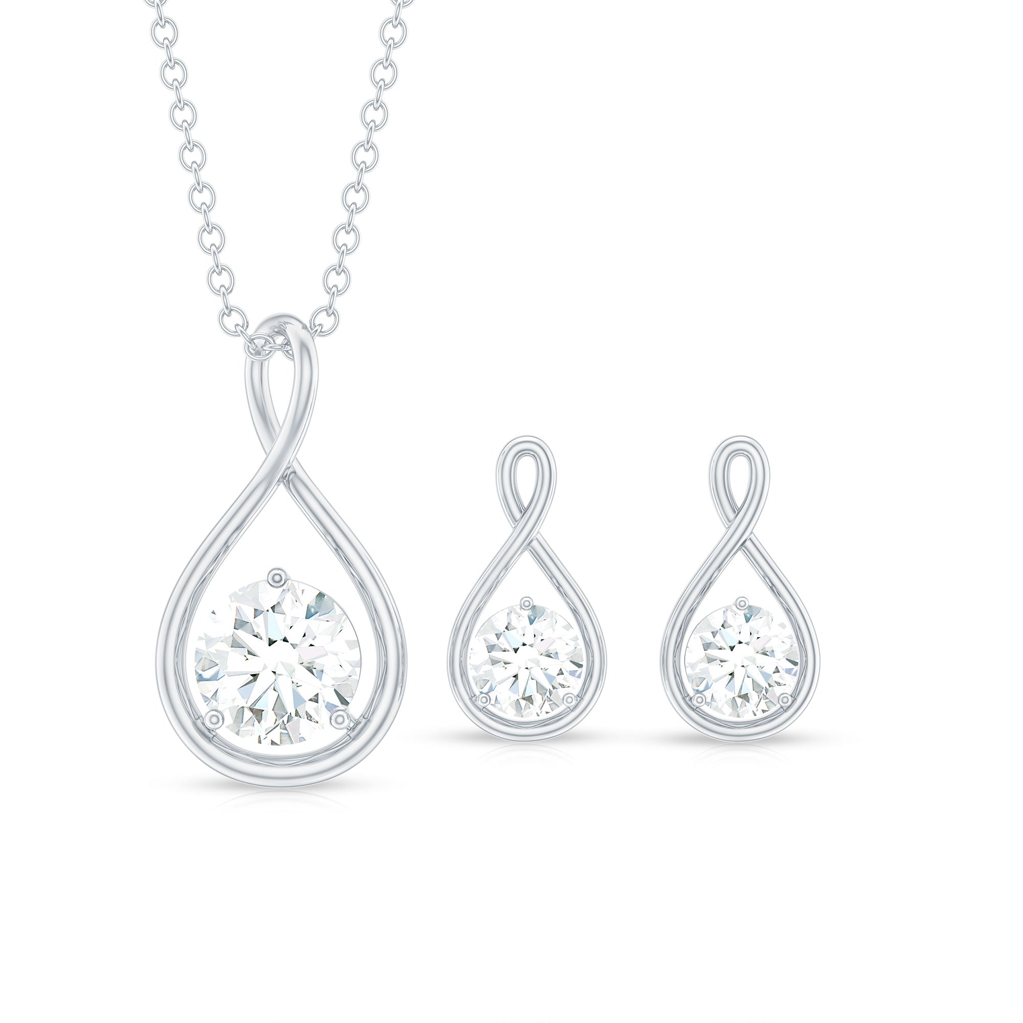 1.6 Carat Certified Moissanite Solitaire Infinity Jewelry Set