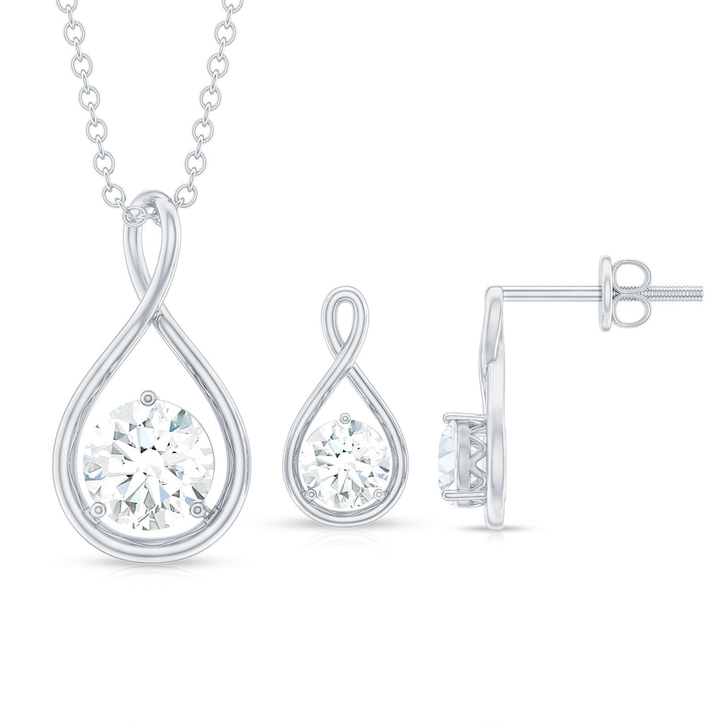 1.6 Carat Certified Moissanite Solitaire Infinity Jewelry Set