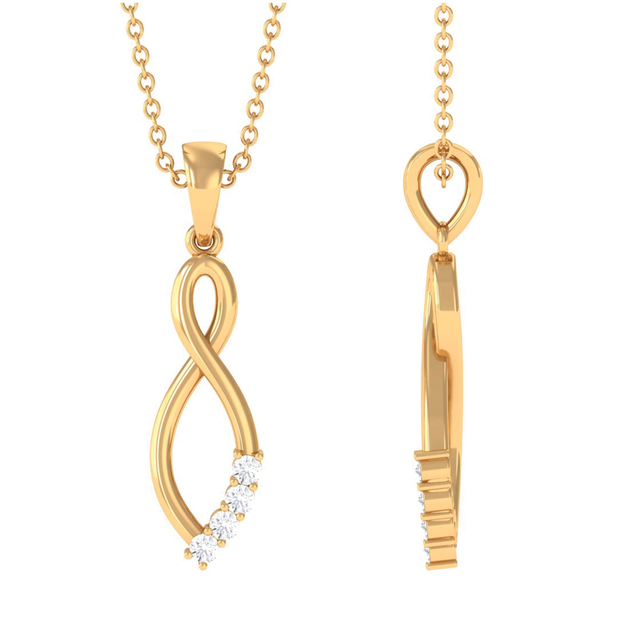 Natural Diamond Infinity Pendant Necklace for Women