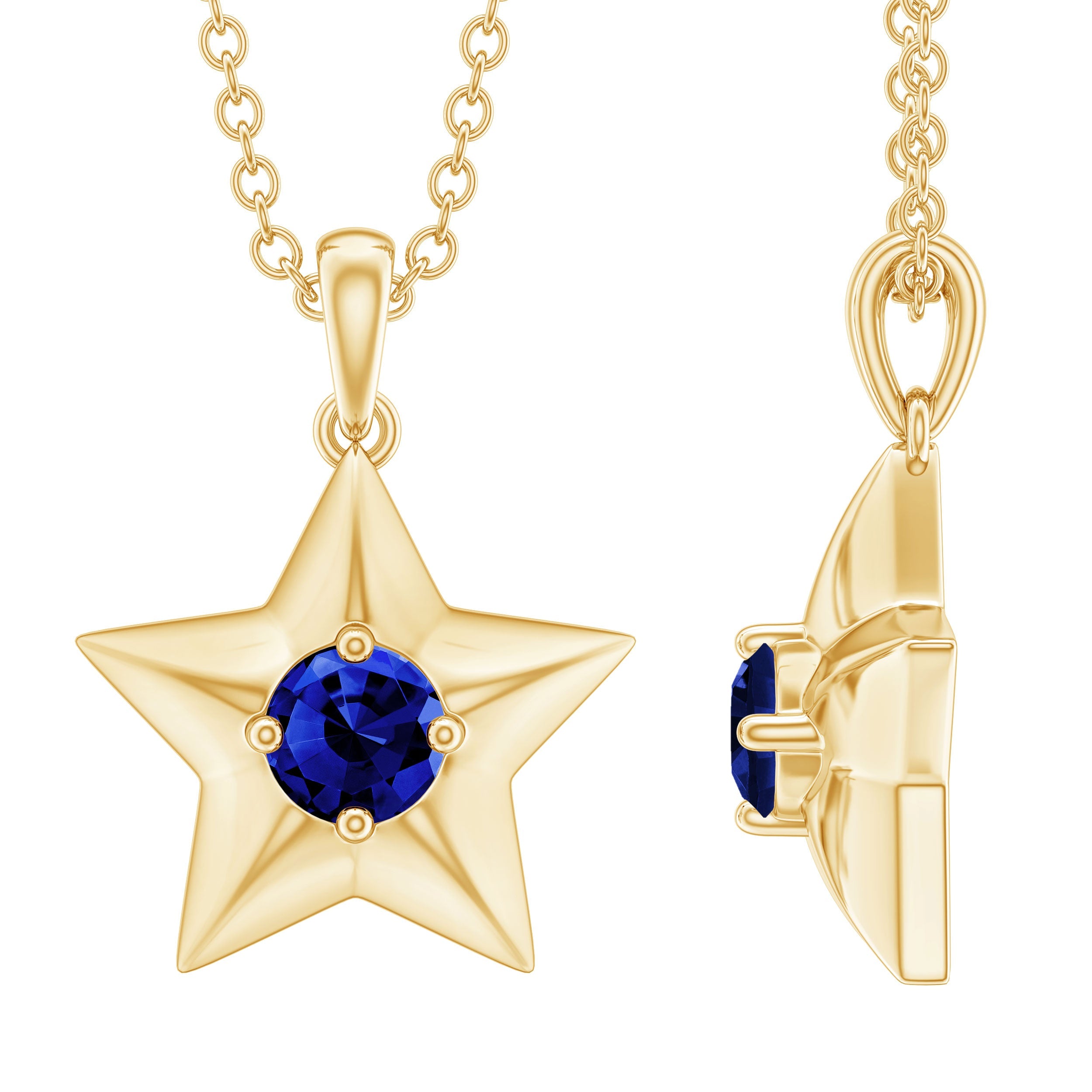 Lab Created Blue Sapphire Star Of David Necklace