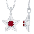 Genuine Ruby Star Pendant for Women