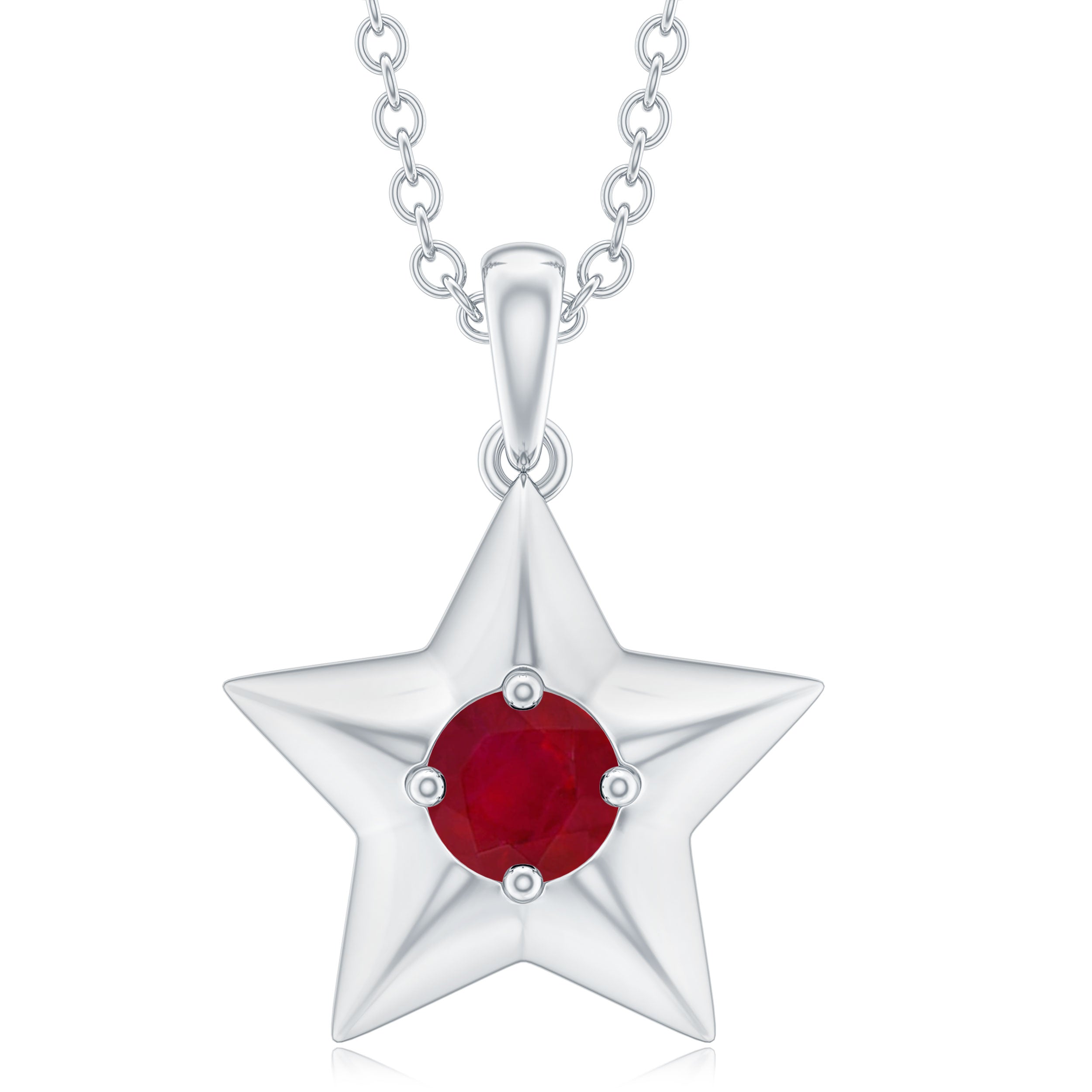 Genuine Ruby Star Pendant for Women