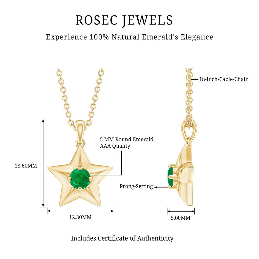 Natural Half Carat Emerald Star Pendant Necklace for Women