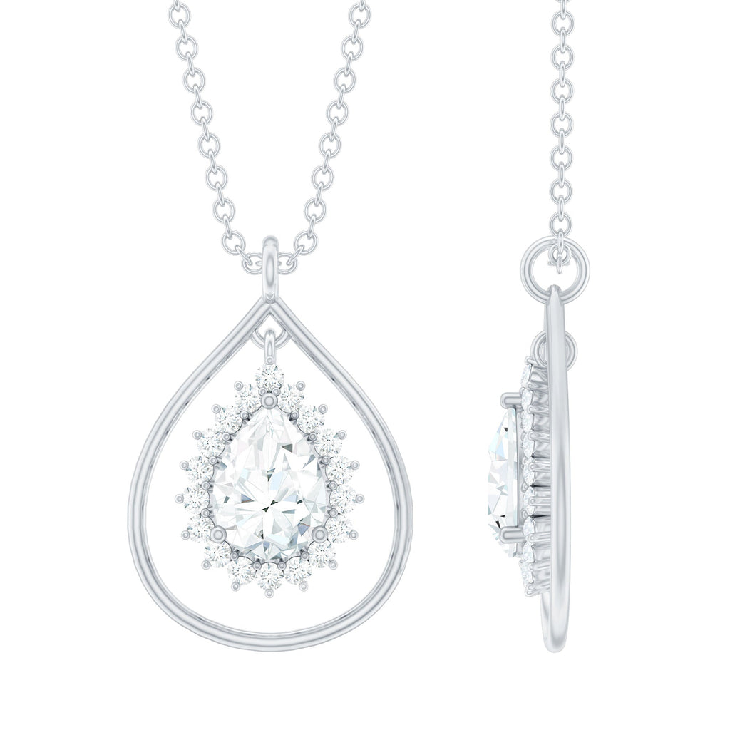 Certified 0.7 Carat Moissanite Teardrop Pendant Necklace