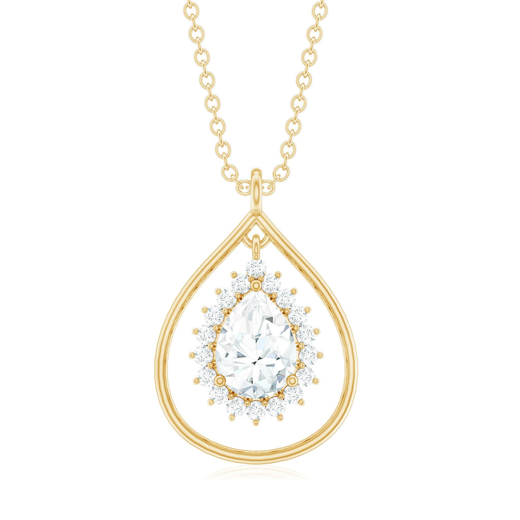 Certified 0.7 Carat Moissanite Teardrop Pendant Necklace