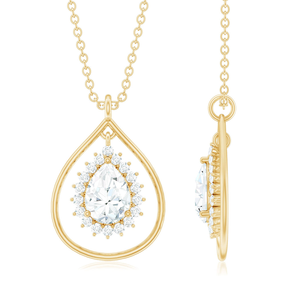 Certified 0.7 Carat Moissanite Teardrop Pendant Necklace