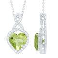 2 Carat Heart Shape Peridot Infinity Pendant with Moissanite