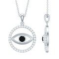 Black Spinel Evil Eye Pendant with Diamond Eternity
