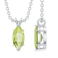 0.74 Carat Marquise Cut Peridot Birthstone Necklace with Silver Chain