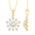Certified Moissanite Snowflake Necklace in Yellow Gold Plated Silver