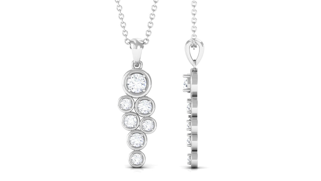 3/4 CT Certified Moissanite Cluster Dangle Pendant in Bezel Setting
