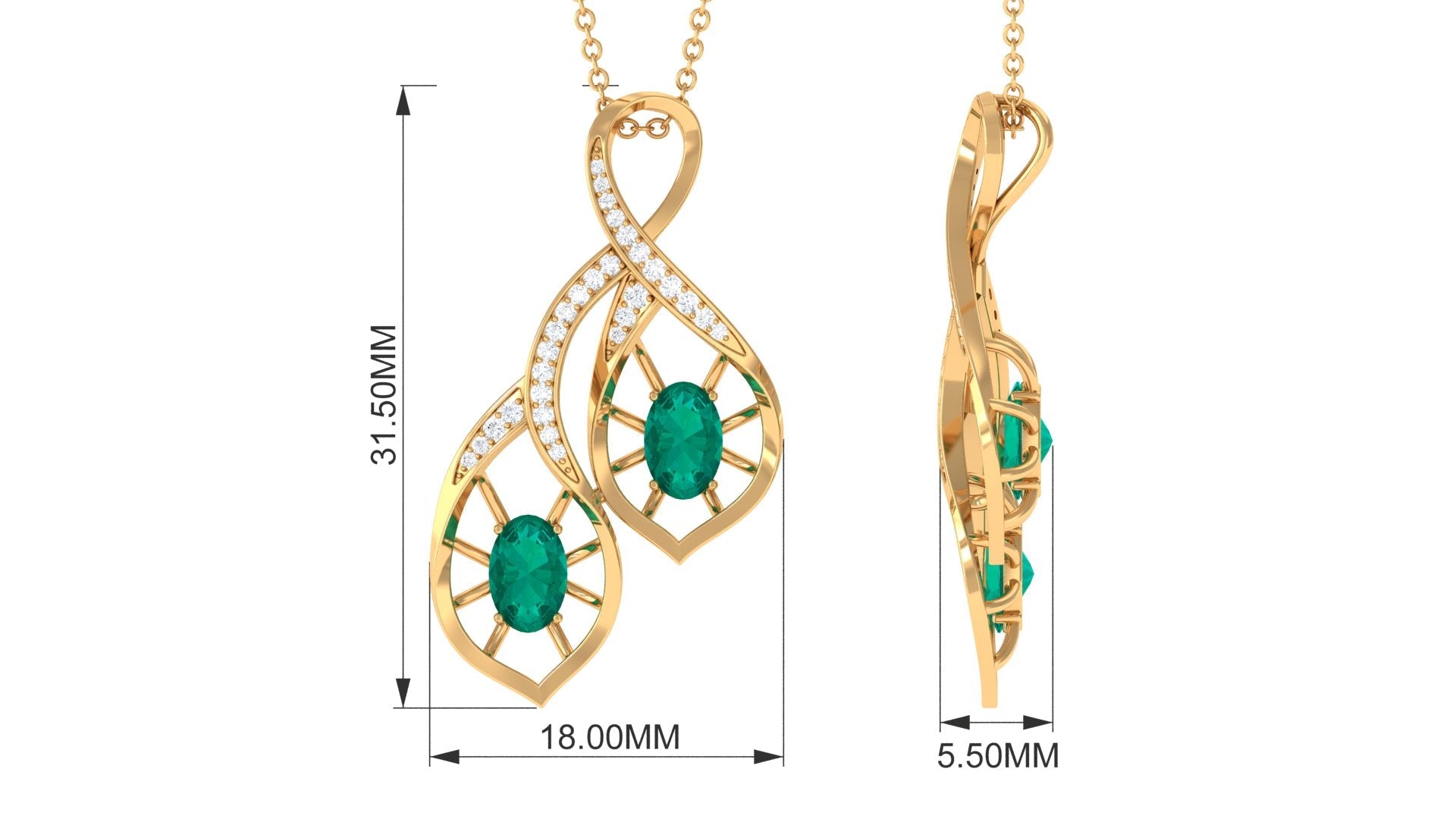 Natural Emerald Statement Necklace with Diamond for Women