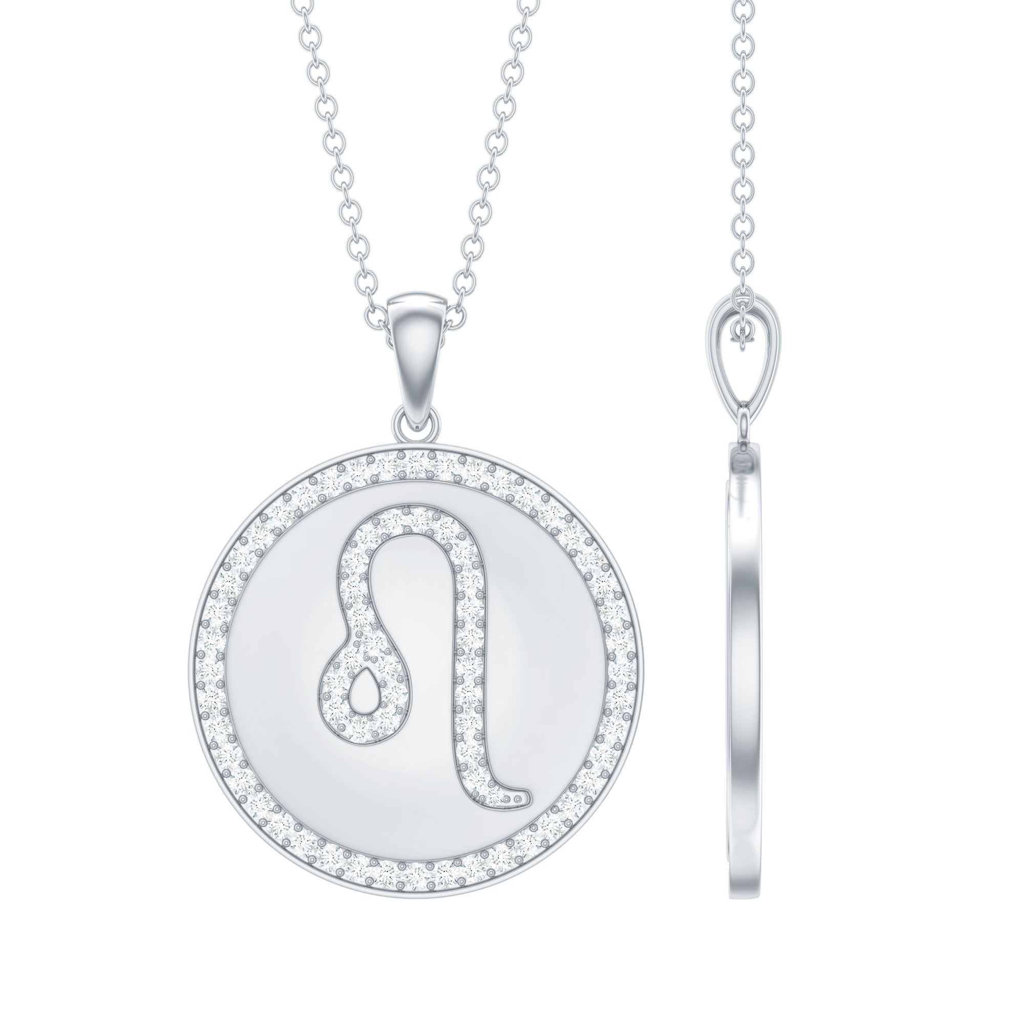 Certified Moissanite Zodiac Leo Pendant with Disc