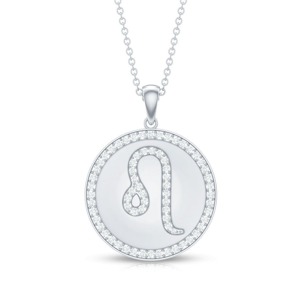 Certified Moissanite Zodiac Leo Pendant with Disc