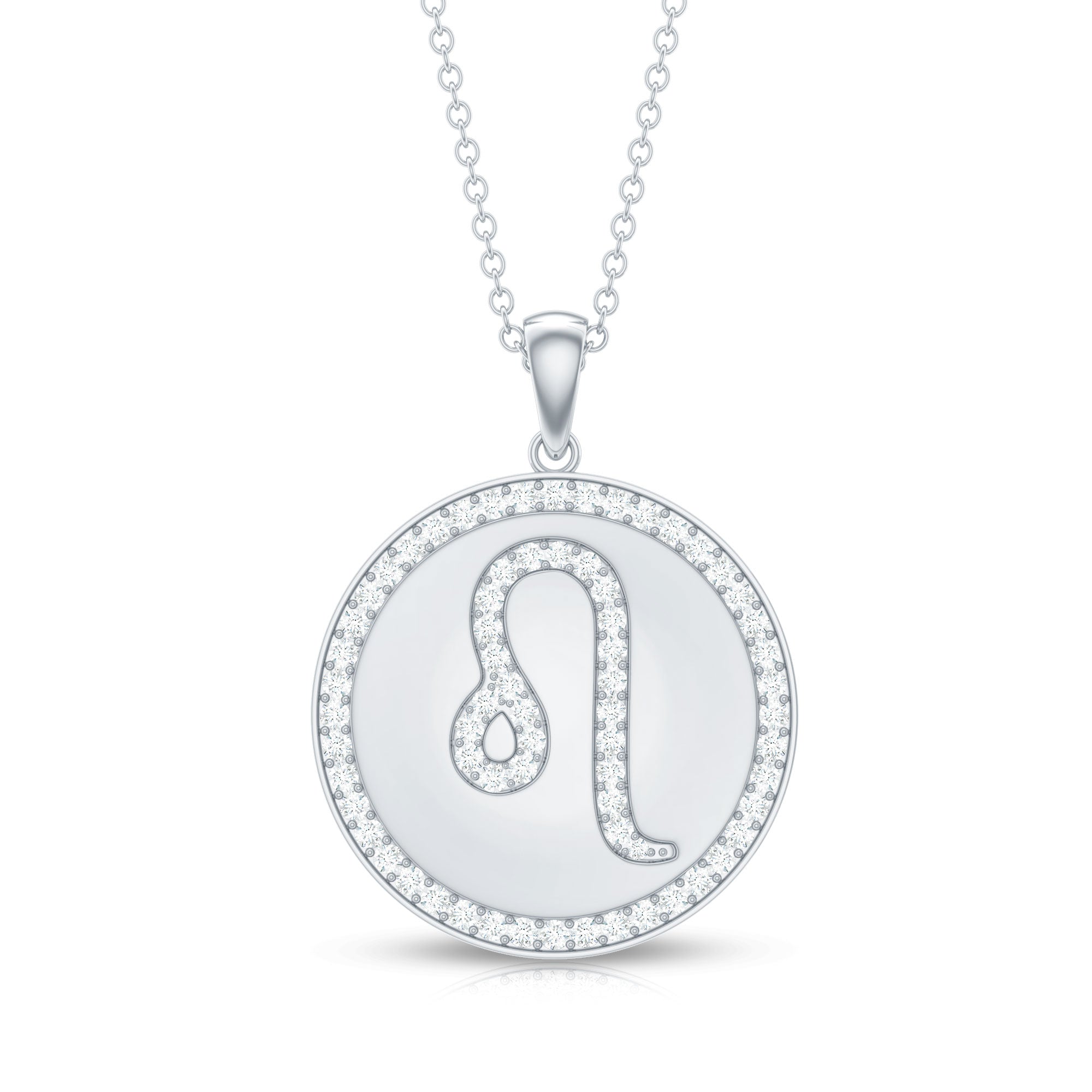 Certified Moissanite Zodiac Leo Pendant with Disc
