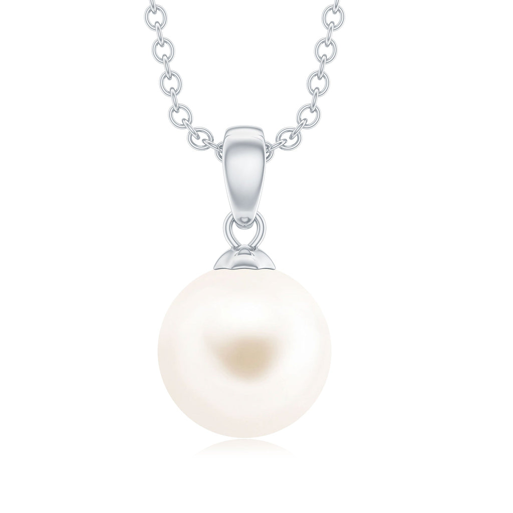 Natural 8MM Freshwater Pearl Solitaire Drop Necklace With Chain