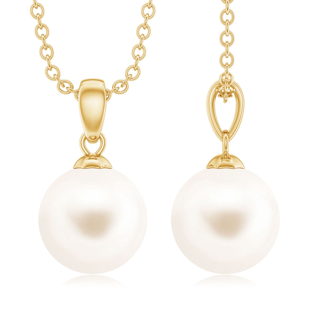 Natural 8MM Freshwater Pearl Solitaire Drop Necklace With Chain