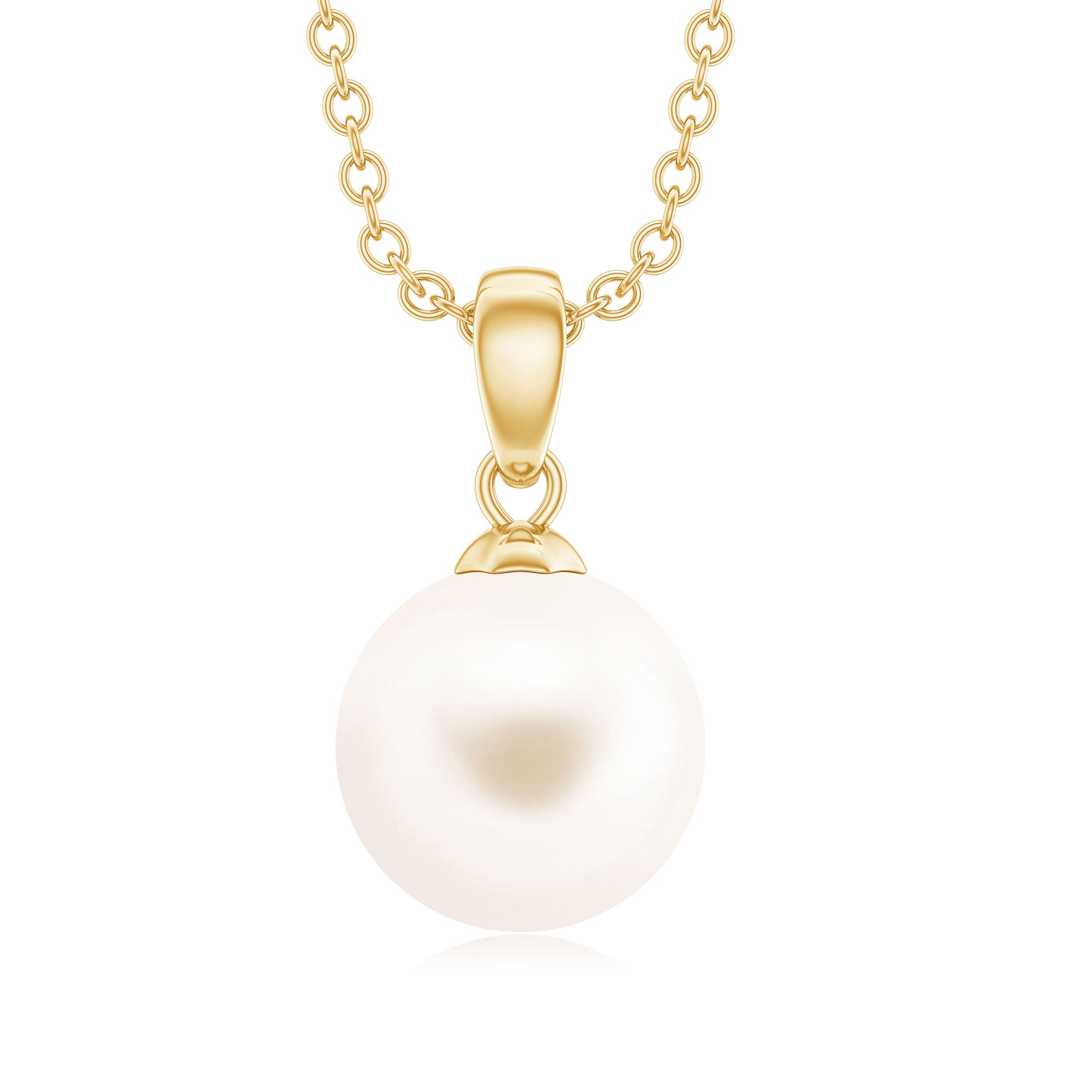 Natural 8MM Freshwater Pearl Solitaire Drop Necklace With Chain