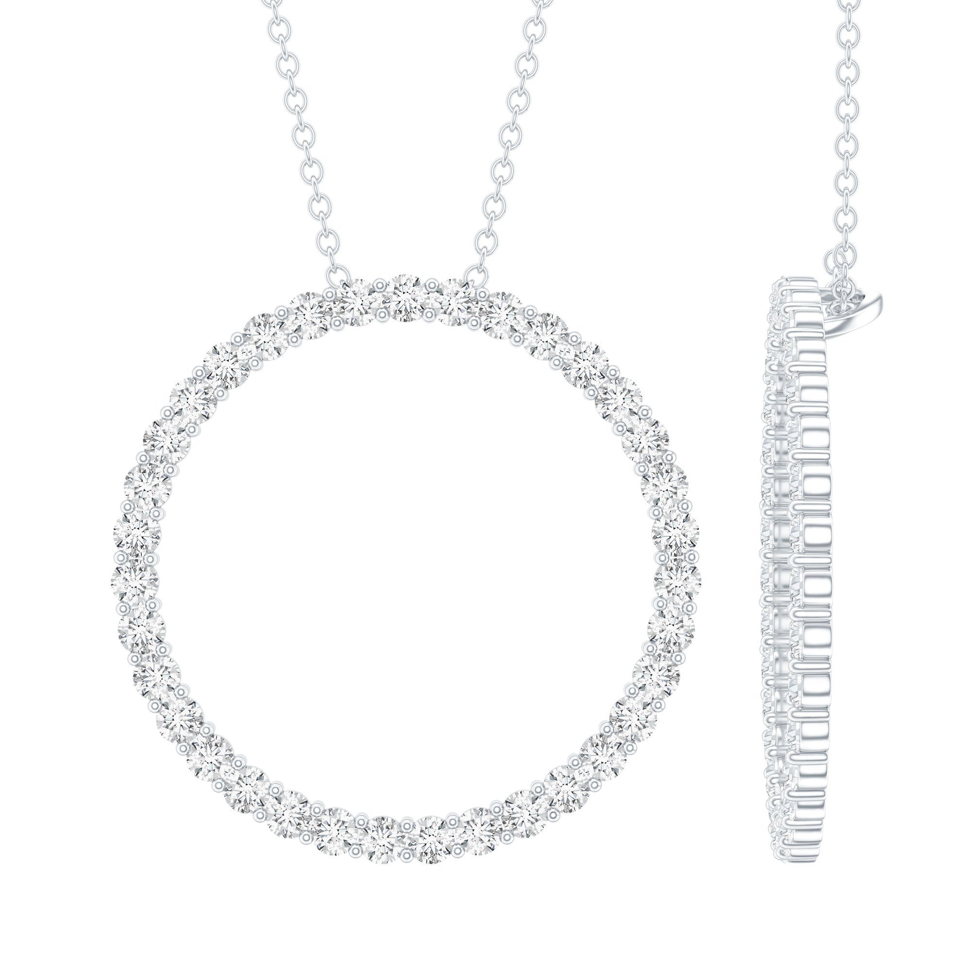 Certified Moissanite Eternity Circle Necklace with Chain