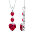 Certified 2 Carat Lab Grown Ruby Heart Necklace with Silver Chain