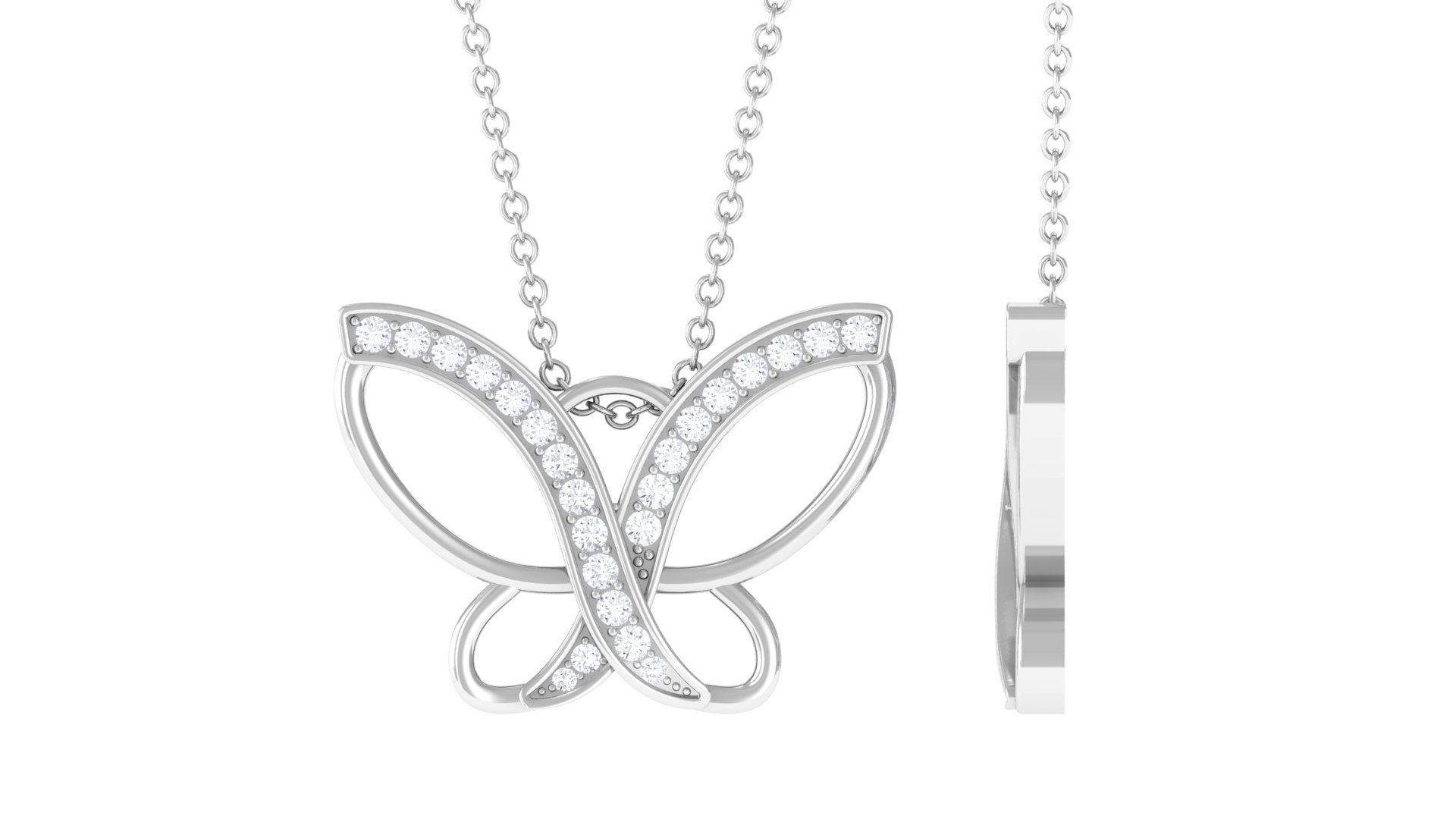 Diamond Butterfly Pendant Necklace For Women