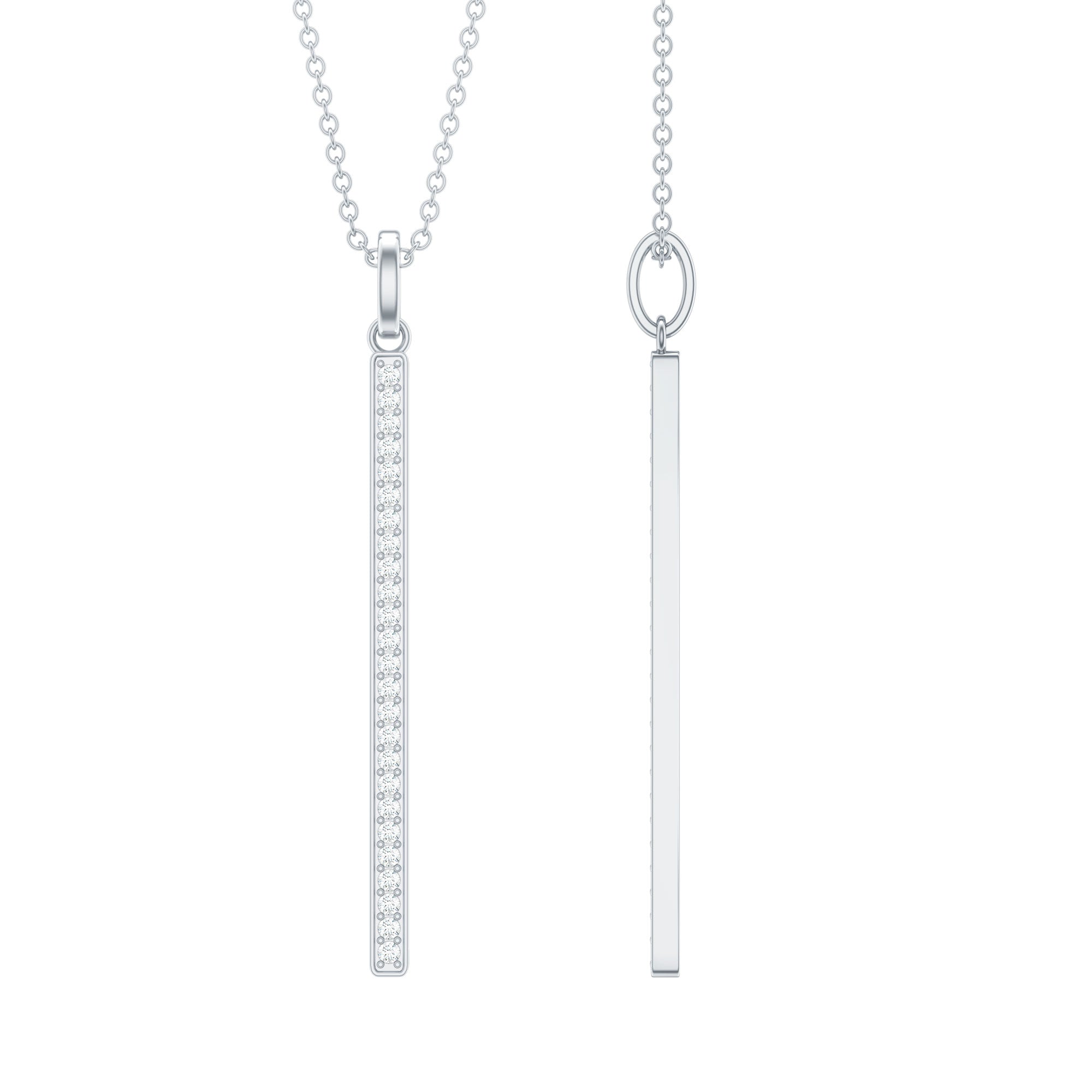 Round Cut Diamond Bar Necklace For Women