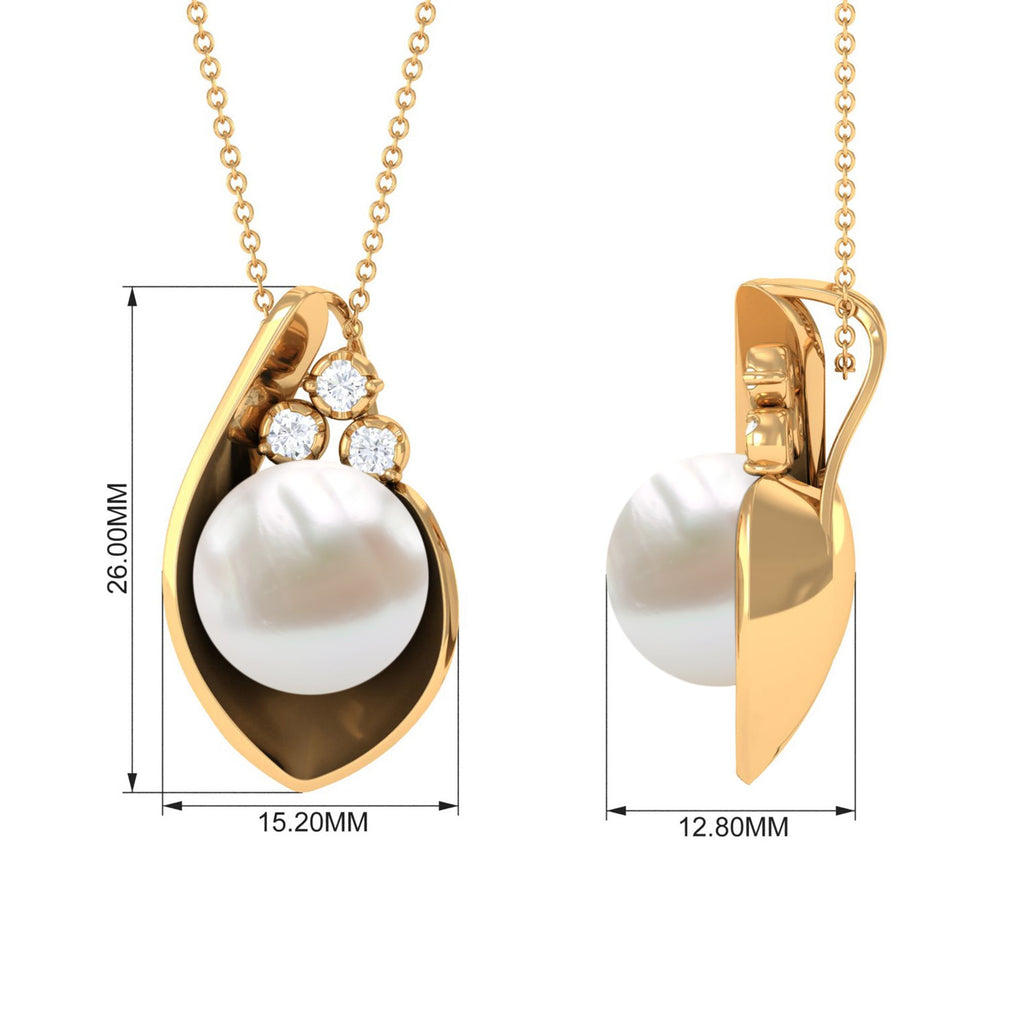 12 MM Real Freshwater Pearl Pendant with Diamond
