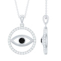 Black Onyx Evil Eye Pendant with Moissanite Eternity Circle