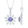 Certified Genuine Tanzanite Snowflake Necklace with Silver Chain