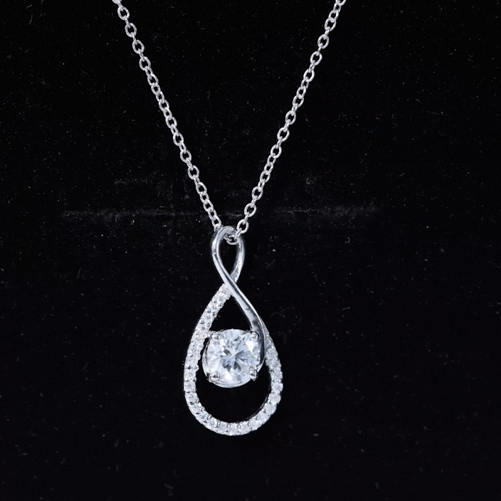 Certified Moissanite Silver Infinity Drop Pendant Necklace